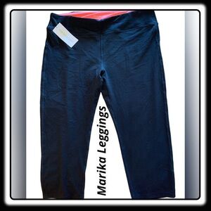 NWT Marika Sport leggings. Black with internal orange waistband XL